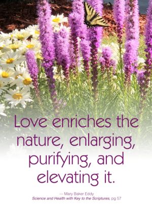 Love enriches the nature, enlarging, purifying, and elevating it.